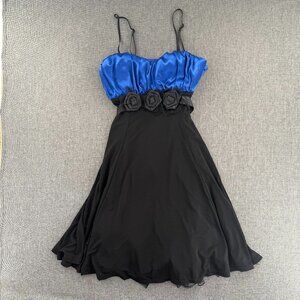 Snap Formal Dress Party Event Prom Blue & Black Adjustable Straps Juniors 7 Rose